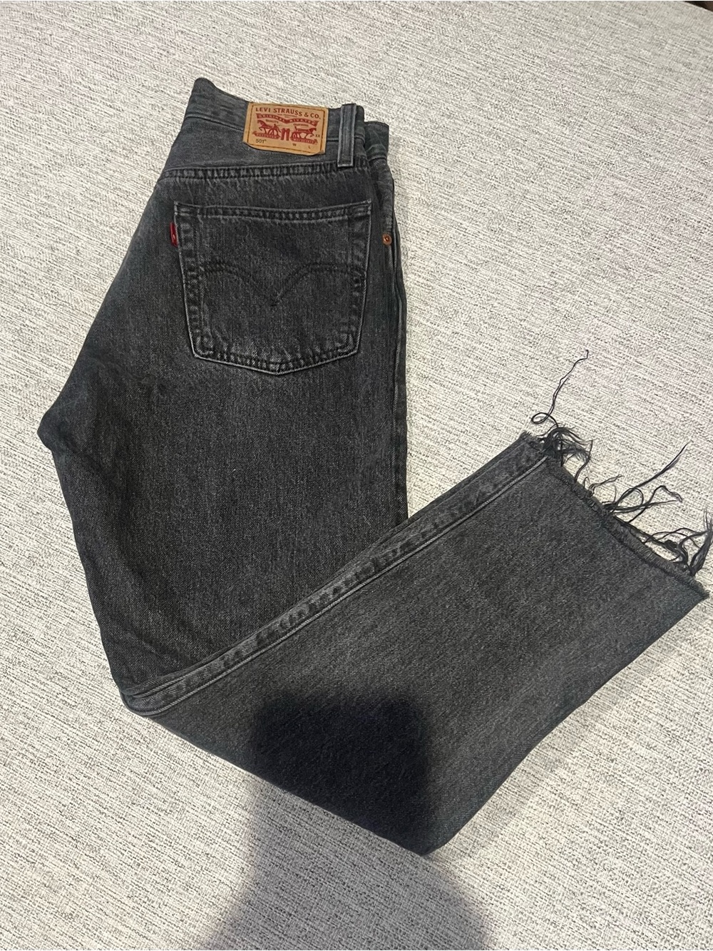 Levi's Black Men's Straight Jeans with Frayed Hem